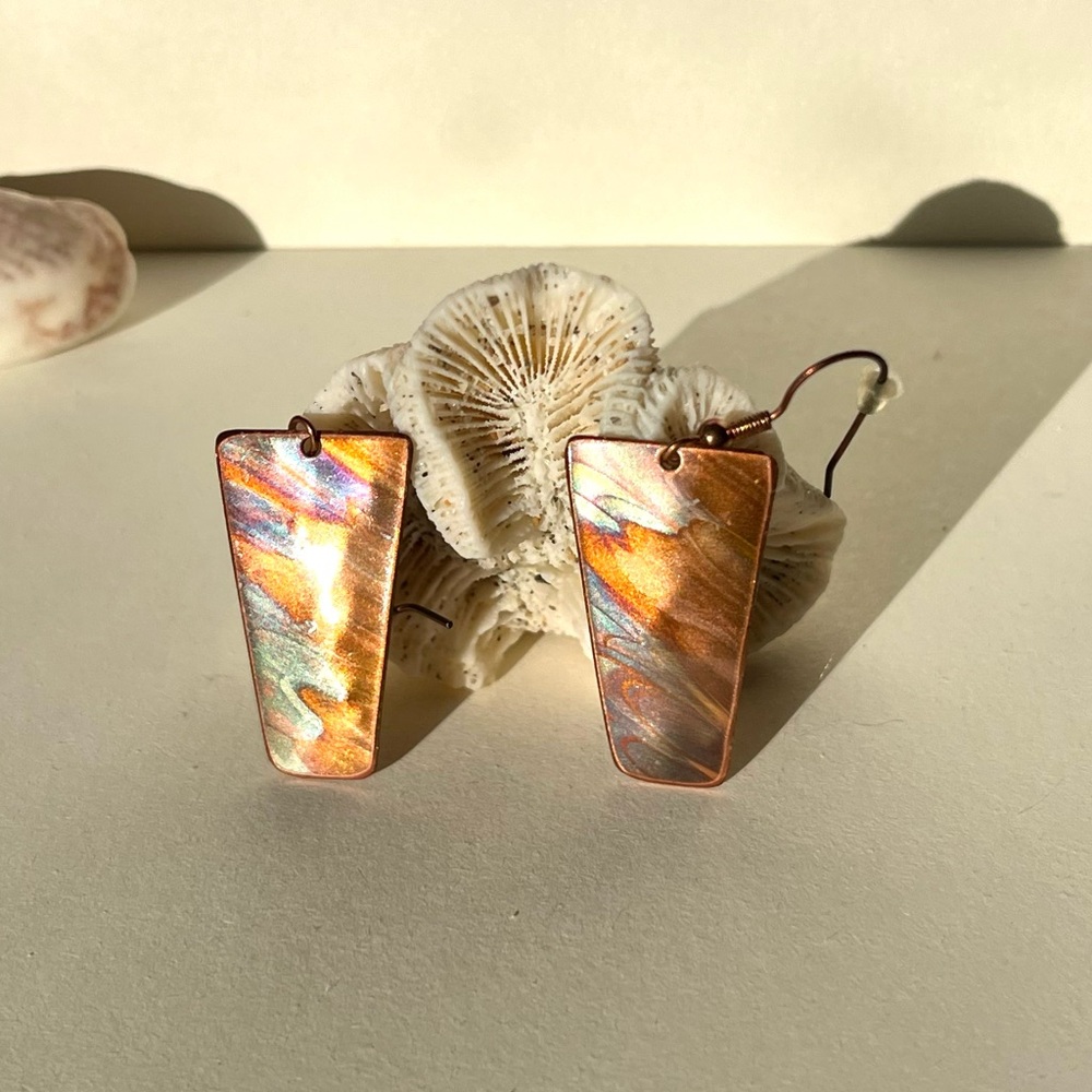 Flame Painted Copper Earrings 🔥